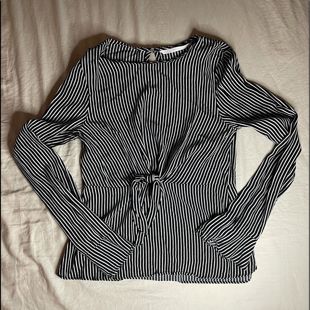 Zara striped long sleeve blouse